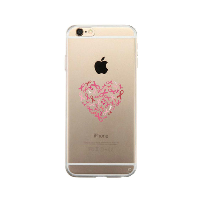 Pink Ribbon Heart Clear Phone Case