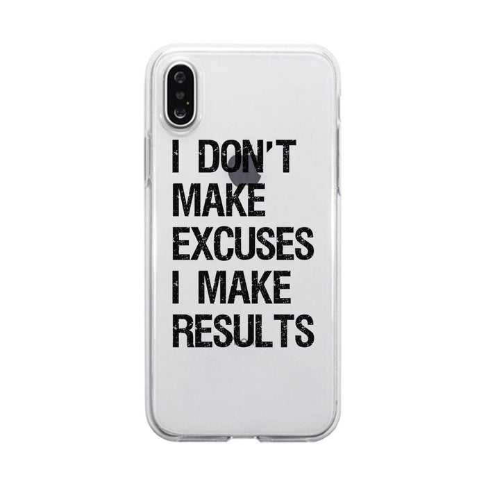 Excuses Results Clear Case Funny Gym Gift Phone Case Slim Fit Cover