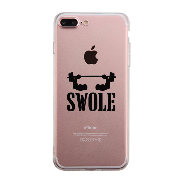 Swole Mates-LEFT Clear Case Funny Couples Matching Case Gym Gifts