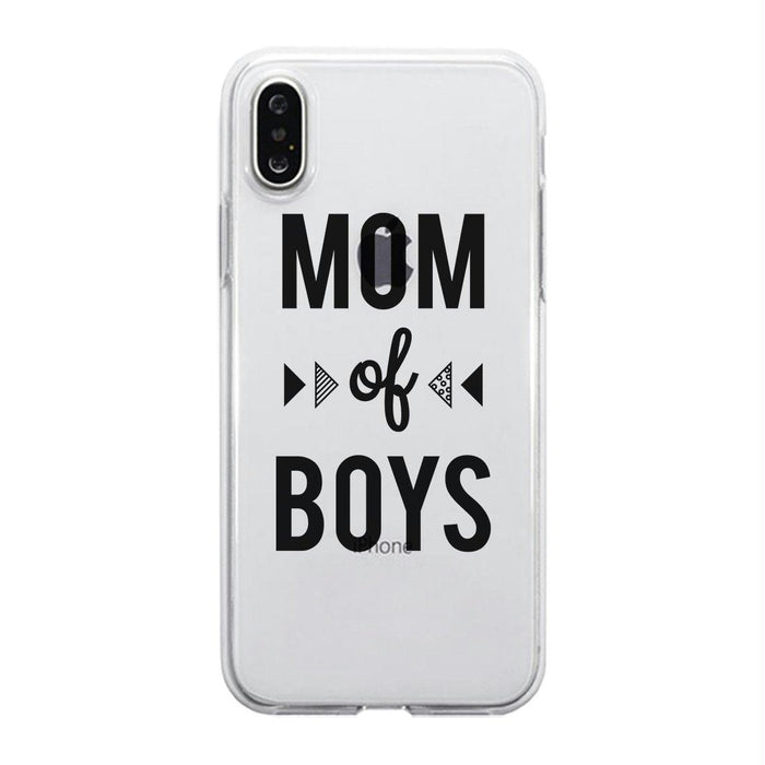 Mom Of Boys Clear Case Unique Mothers Day Gift Transparent Cover