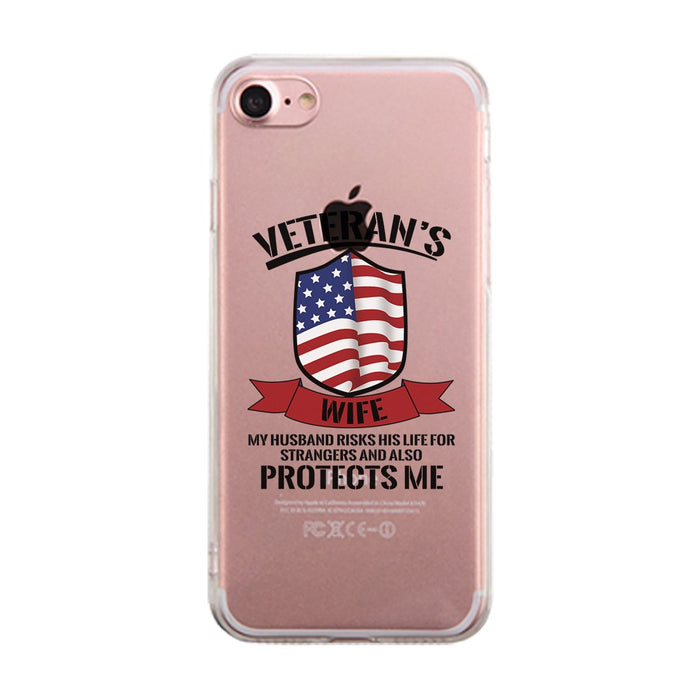 Veteran's Wife Clear Phone Case Cute July 4th Graphic Phone Cover
