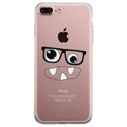 Monster With Glasses Clear Phone Case Funny Halloween Gift For Her