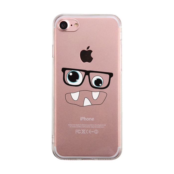 Monster With Glasses Clear Phone Case Funny Halloween Gift For Her