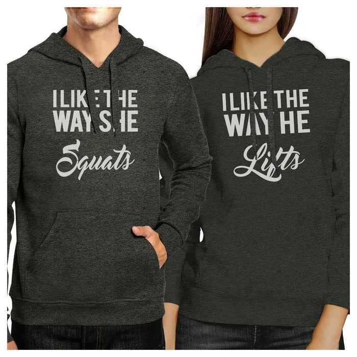 Squats Lifts Cool Grey Matching Hoodies Pullover Gift For Couples