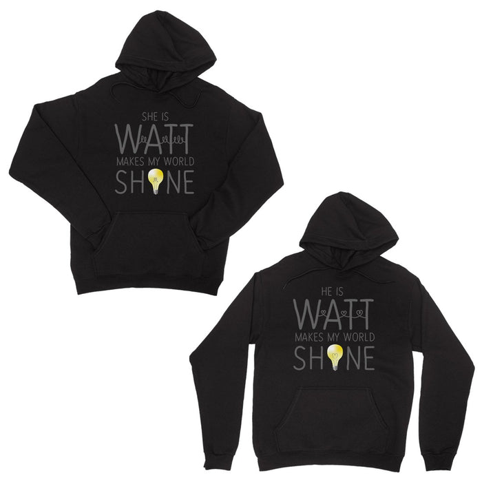 Watt World Shine Light Black Matching Couple Hoodies Gift For Her