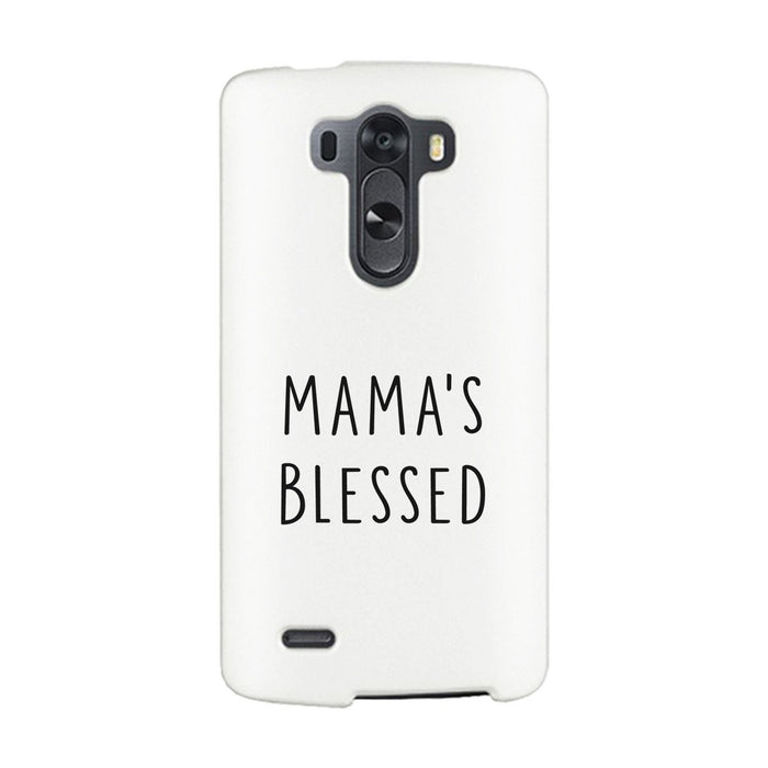 Mama's Blessed White Phone Case Unique Graphic Gift For New Moms