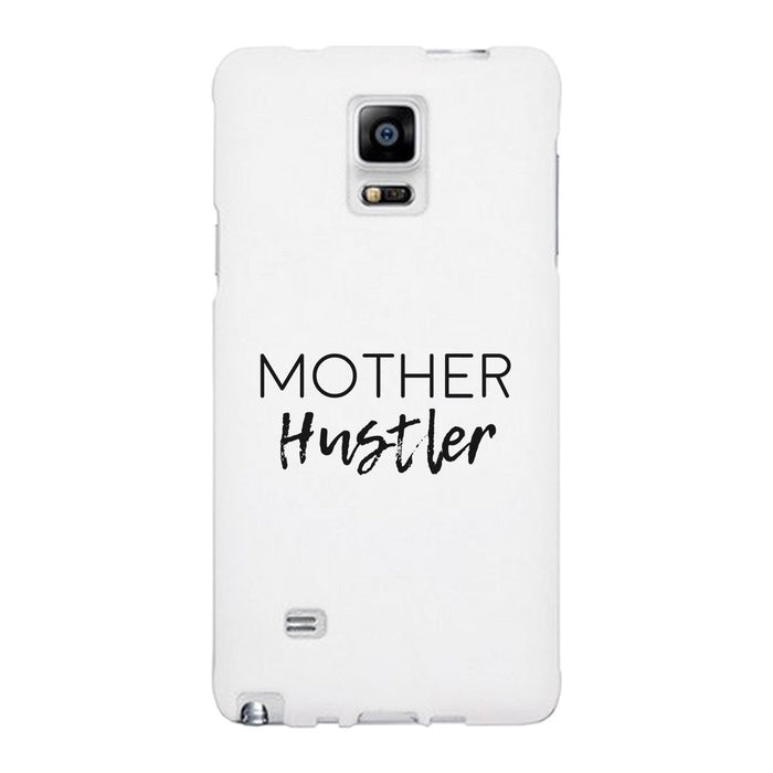 Mother Hustler White Phone Case Simple Design Rubberized Grip