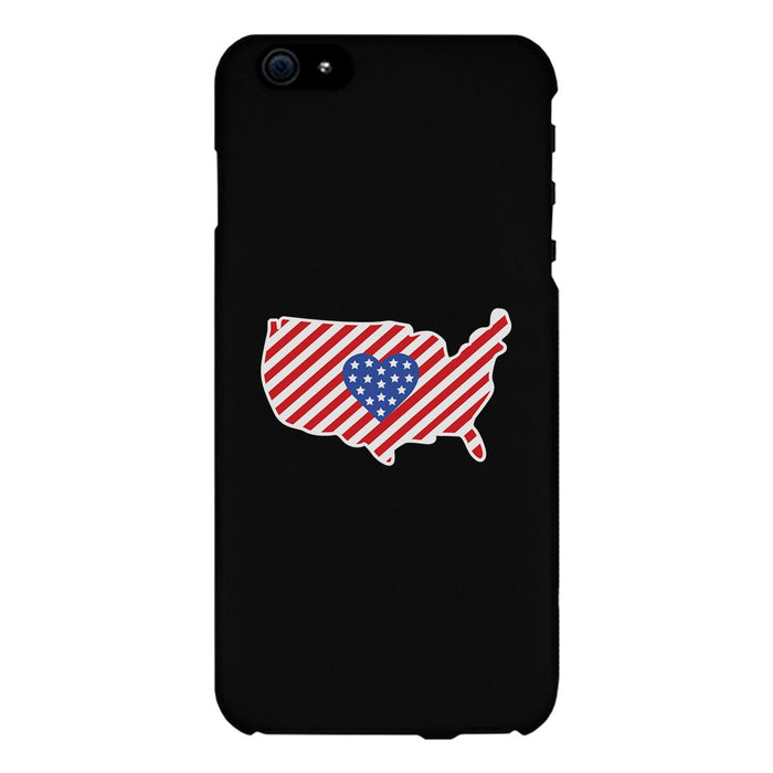 USA Map American Flag Black Phone Case