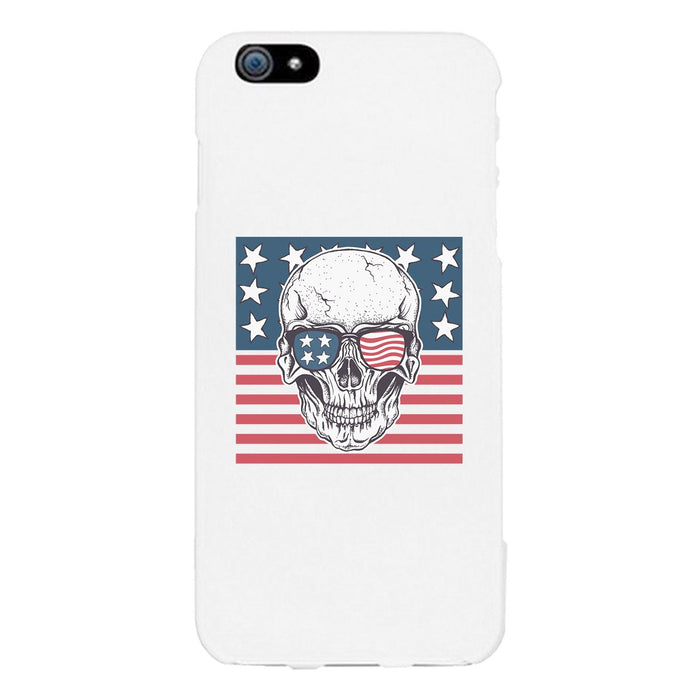Skull American Flag White Phone Case