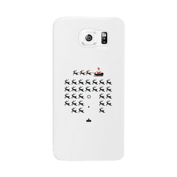 Pixel Game Santa And Rudolph White Phone Case