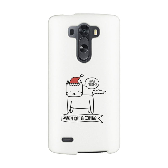 Meowy Catmas Santa Cat Is Coming White Phone Case