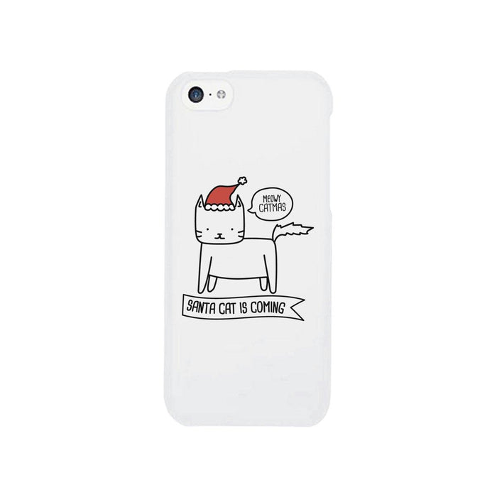 Meowy Catmas Santa Cat Is Coming White Phone Case