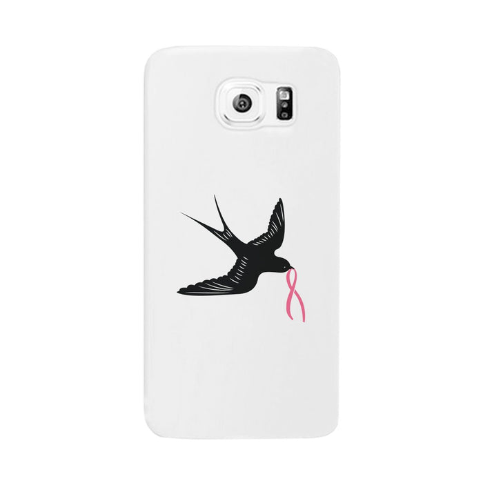 Pink Ribbon And Swallows Birds White Phone Case