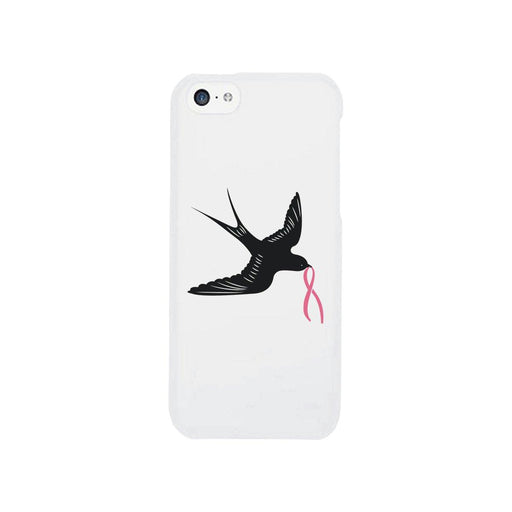 Pink Ribbon And Swallows Birds White Phone Case