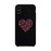 Pink Ribbon Heart Black Phone Case