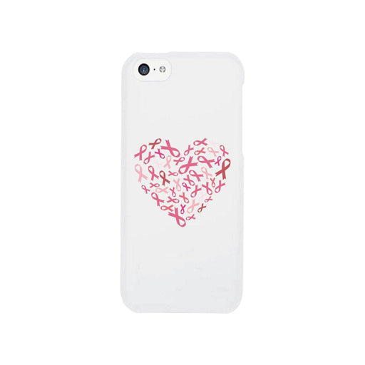 Pink Ribbon Heart White Phone Case