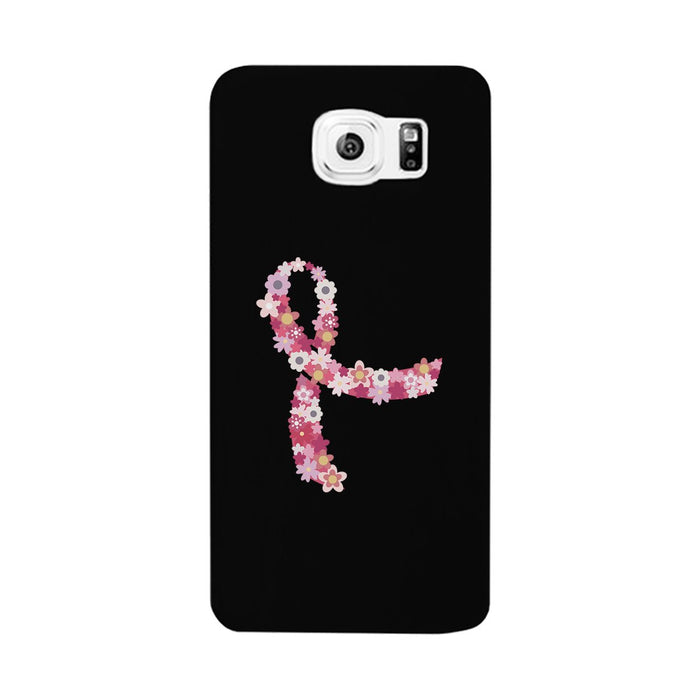 Pink Floral Ribbon Black Phone Case