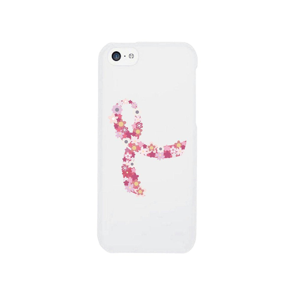 Pink Floral Ribbon White Phone Case