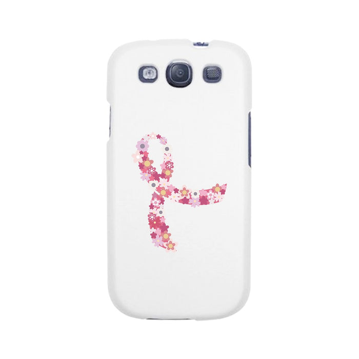 Pink Floral Ribbon White Phone Case