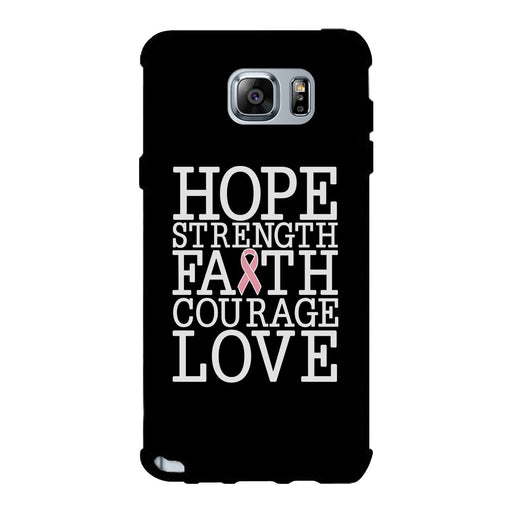 Hope Strength Faith Courage Love Breast Cancer Black Phone Case