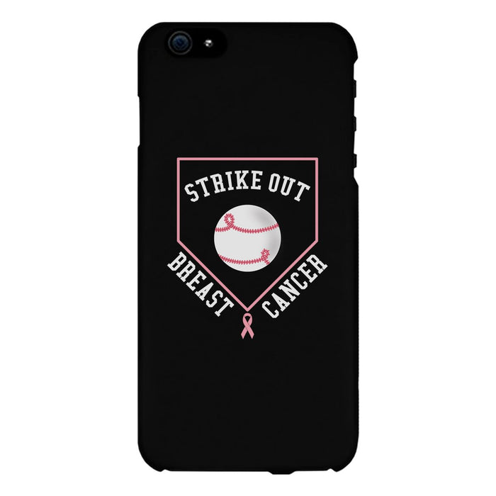 Strike Out Breast Cancer Baseball Black Phone Case