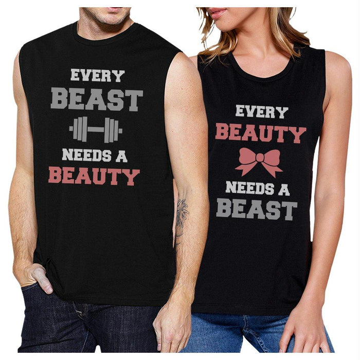 Every Beast Beauty Couples Muscle Tank Tops Funny Workout Gifts