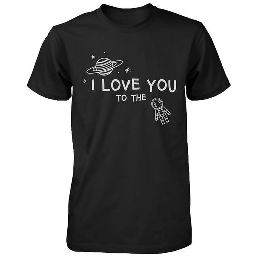 I Love You to the Moon and Back Cute Couple T-Shirts Black and White Matching Tees