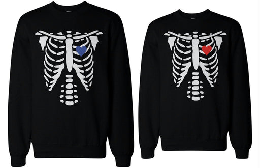 Skeleton Couple Sweatshirts Halloween Sweaters Fleece for Horror Night