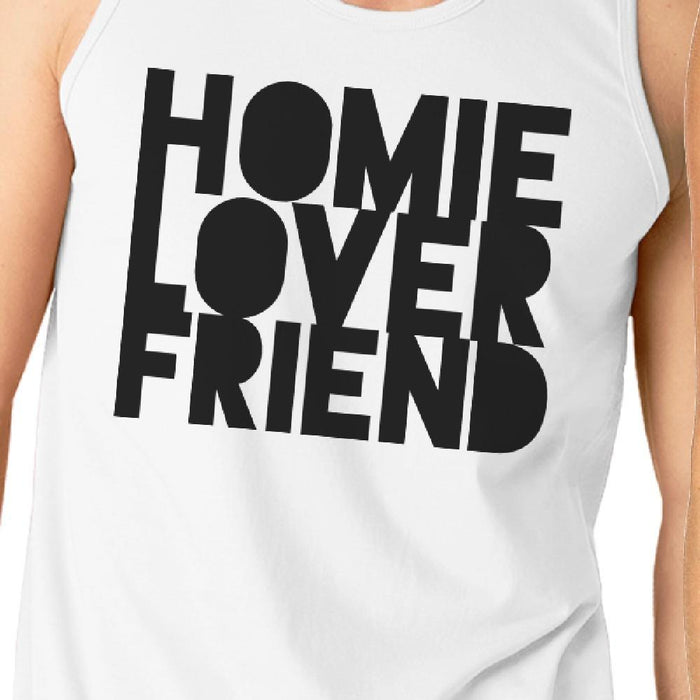 Homie Lover Friend Matching Couple White Tank Tops