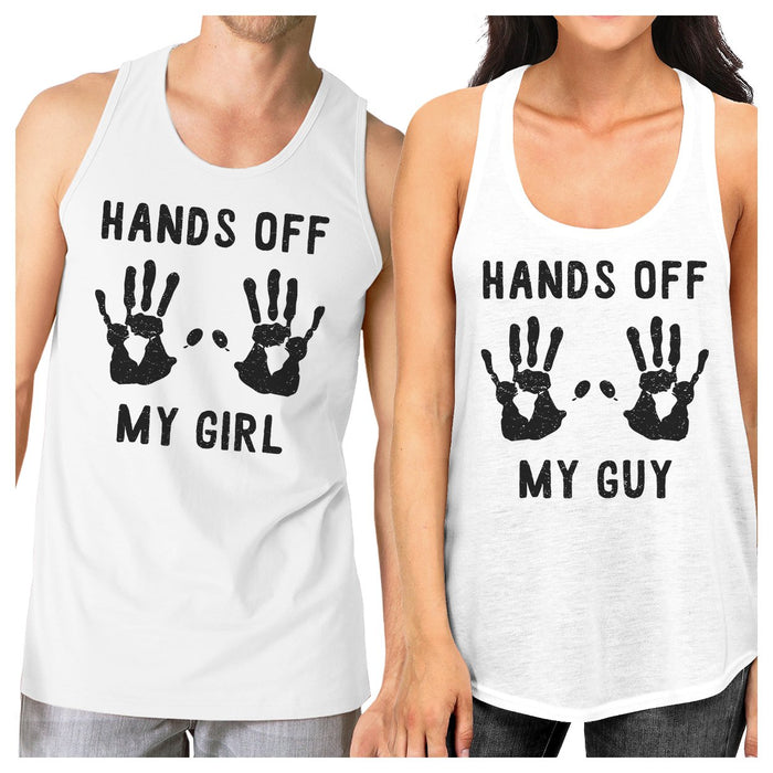 Hands Off My Girl And My Guy Matching Couple White Tank Tops