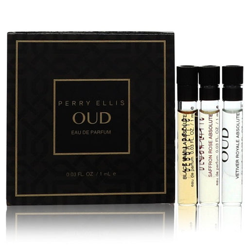 Perry Ellis Oud Black Vanilla Absolute by Perry Ellis Gift Set -- Vial Set Includes Black Vanilla Absolute, Saffron Rose Absolute, Vetiver Royale Absolute all .03 oz Vials for Women