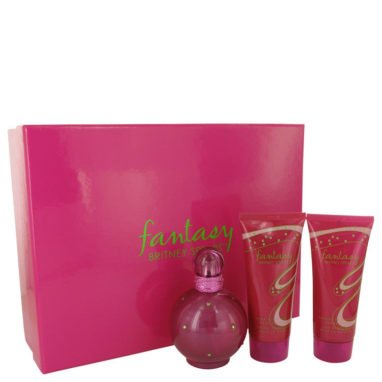 Fantasy by Britney Spears Gift Set -- 3.3 oz Eau De Parfum Spray + 3.3 oz Body Souffle + 3.3 oz Shower Gel for Women