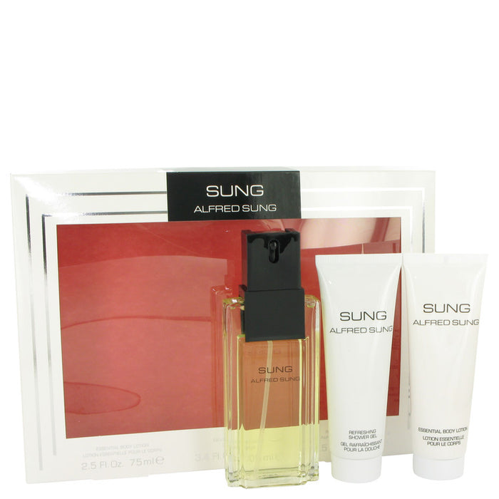 Alfred SUNG by Alfred Sung Gift Set -- 3.4 oz Eau De Toilette Spray + 2.5 oz Body Lotion + 2.5 oz Shower Gel for Women
