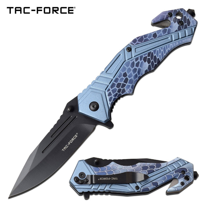 Tac-Force Assisted 3.5 in Blade Blue Camo Aluminum Handle