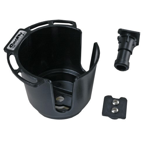 Scotty Cup Holder w/Rod Hldr Post and Bulkhead/Gnnel Mnt Blk