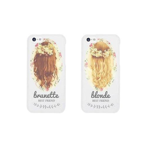 Floral Blonde Brunette Cute BFF Matching Phone Cases For Best Friends